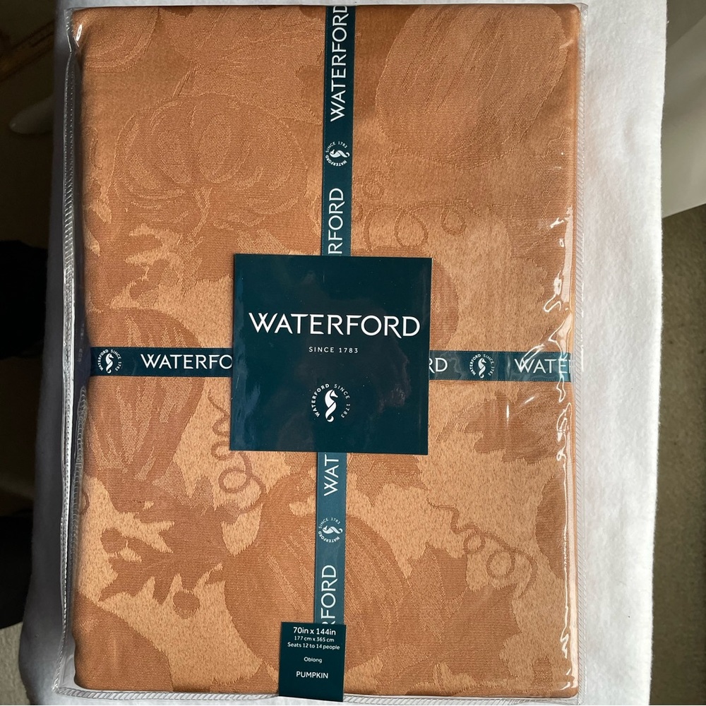 NWT WATERFORD PUMPKIN TABLECLOTH.  70” x 144”
